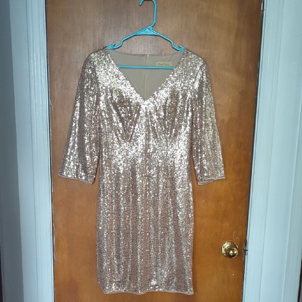 Stunning Gold Sequin Long Sleeve Dress